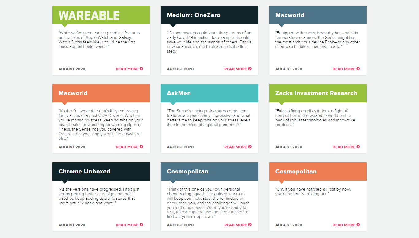 An example of Fitbit having a review section to build credibility. (Source)