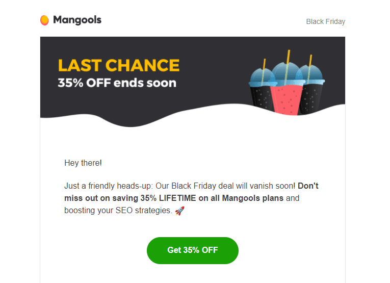 Mangools limited time offer example.