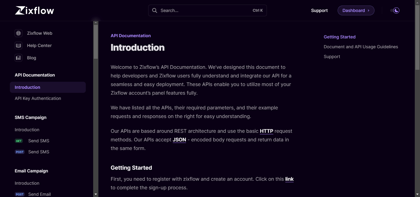 Unified API docs of Zixflow.