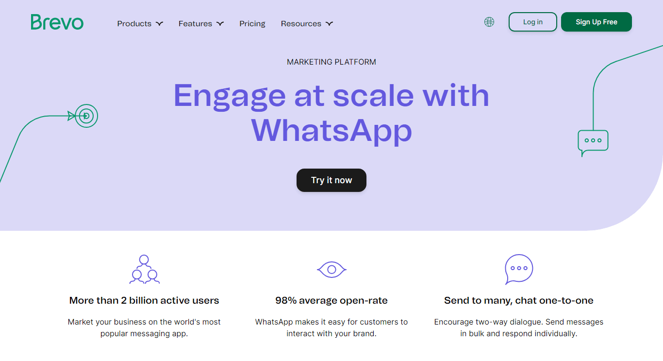 Brevo is an excellent WhatsApp marketing platform for engaging customers at scale.