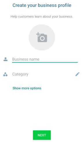 WhatsApp Business provides an easy to use provide creation section.