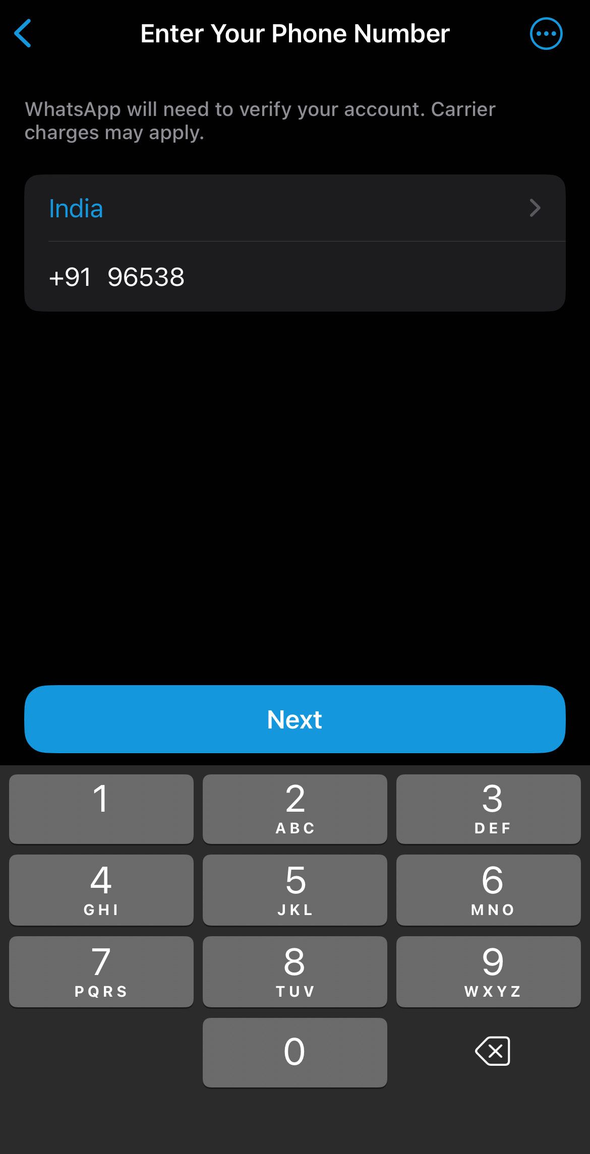 Add your phone number to connect with WhatsApp Business.