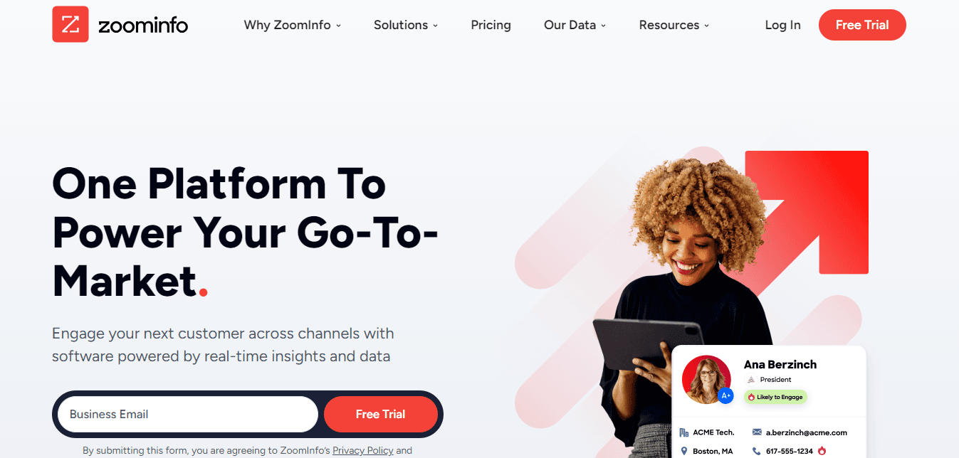 Find and engage your next customer with Zoominfo.