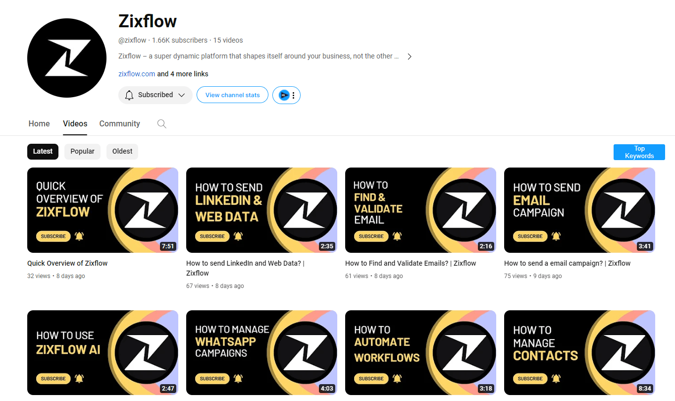 Video Content on Zixflow YouTube Channel.