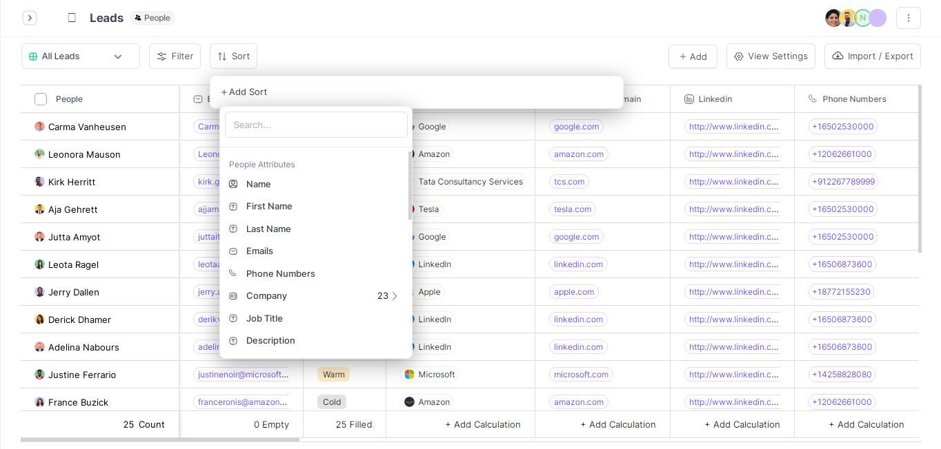 Add sort and view exactly what you need to see.