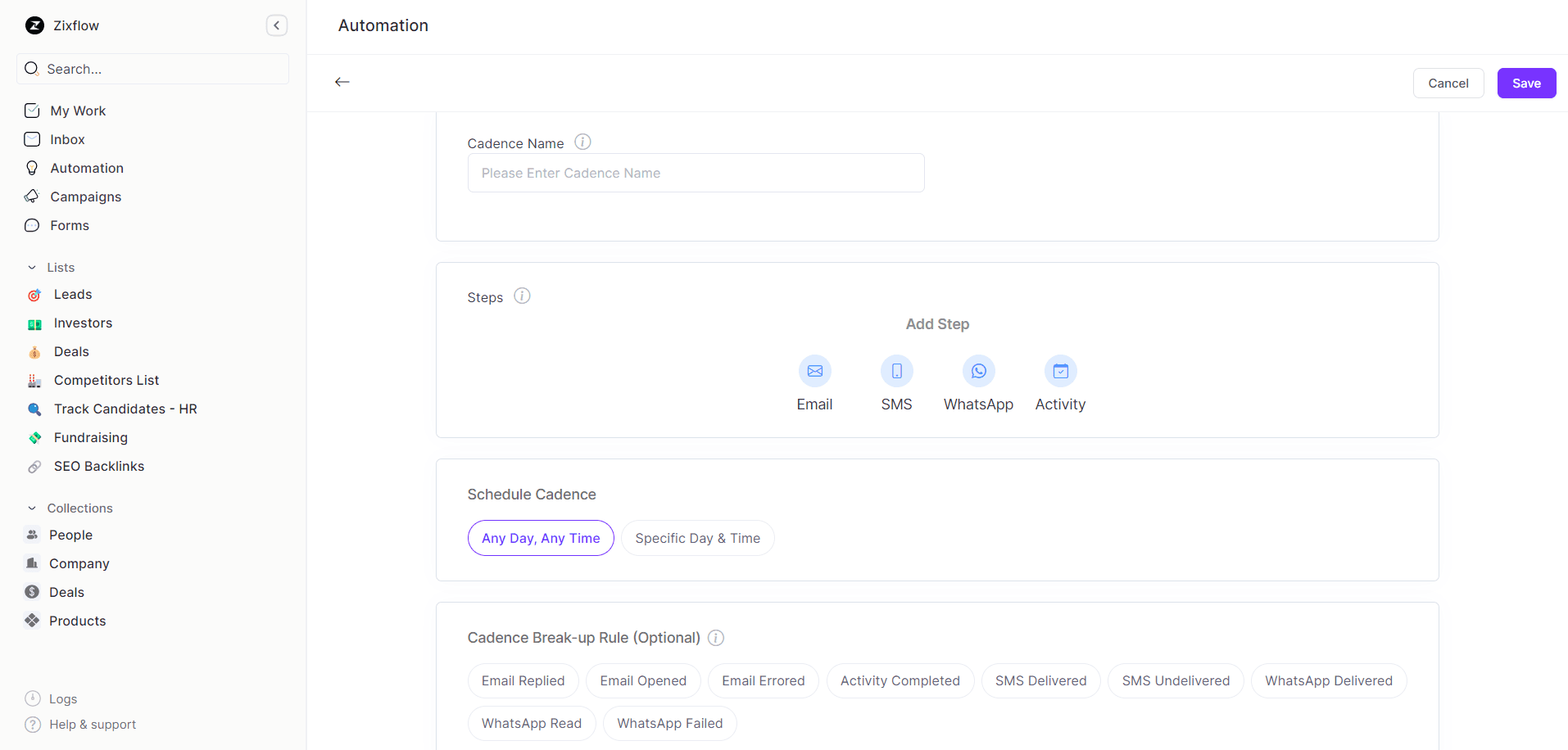 Automate your sales cadence with Zixflow while prioritizing your preferred schedule