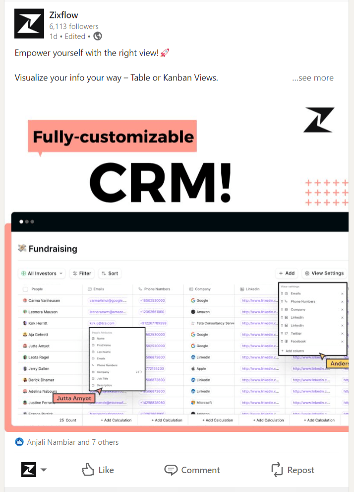 A post on Zixflow’s LinkedIn page.