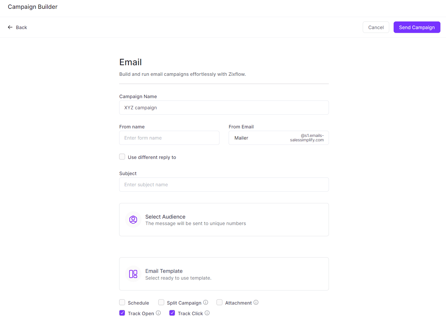 Automate sales engagement email campaigns with Zixflow. From writing email content to scheduling and running split campaigns all of it can be automated.