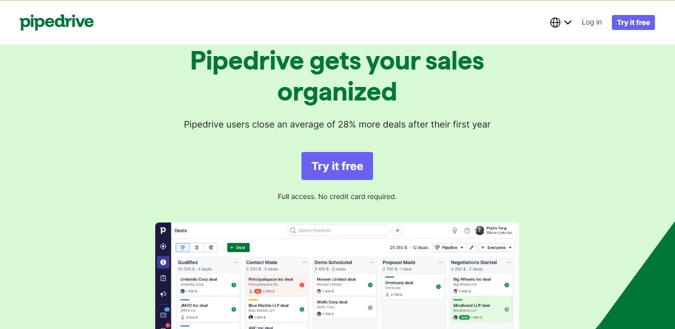 Let your sales pipeline be organized.
