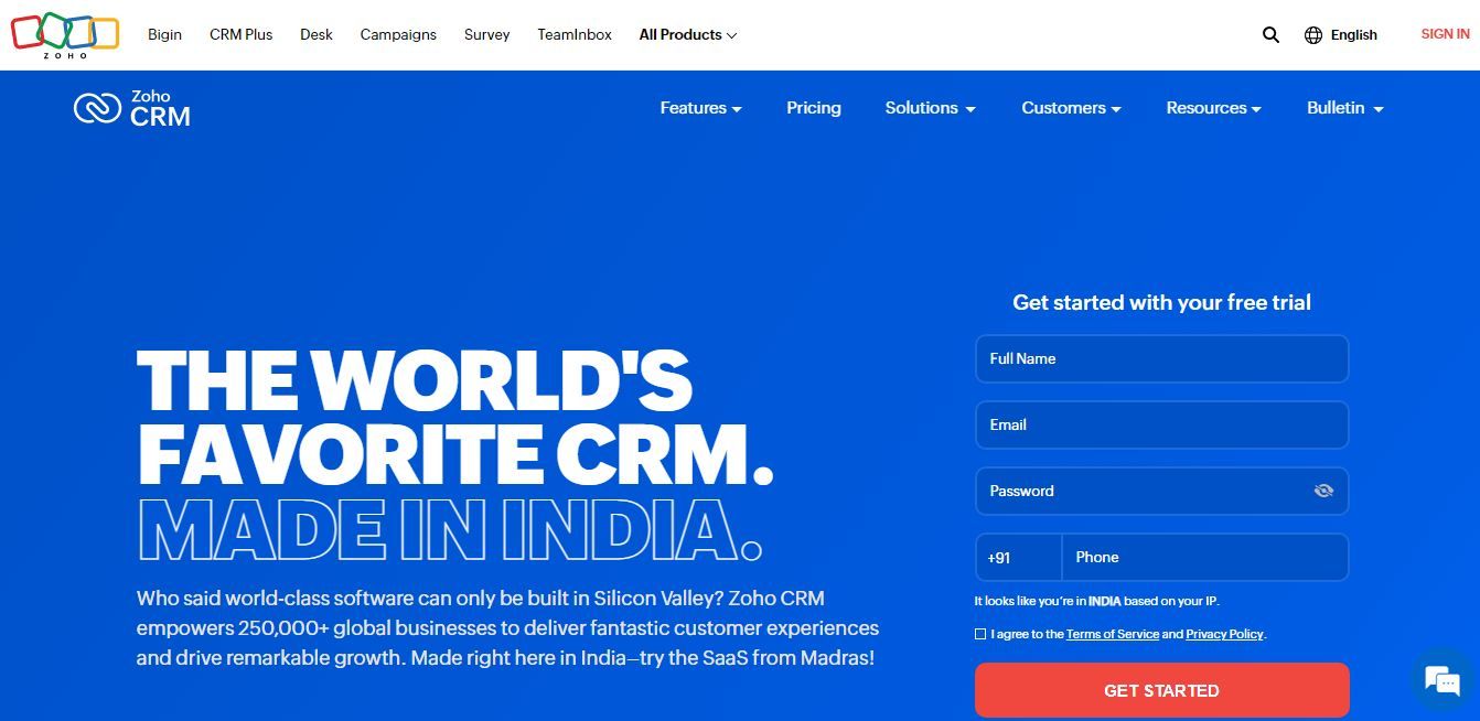 Zoho is an excellent CRM for real estate that helps simplify your real estate tasks.