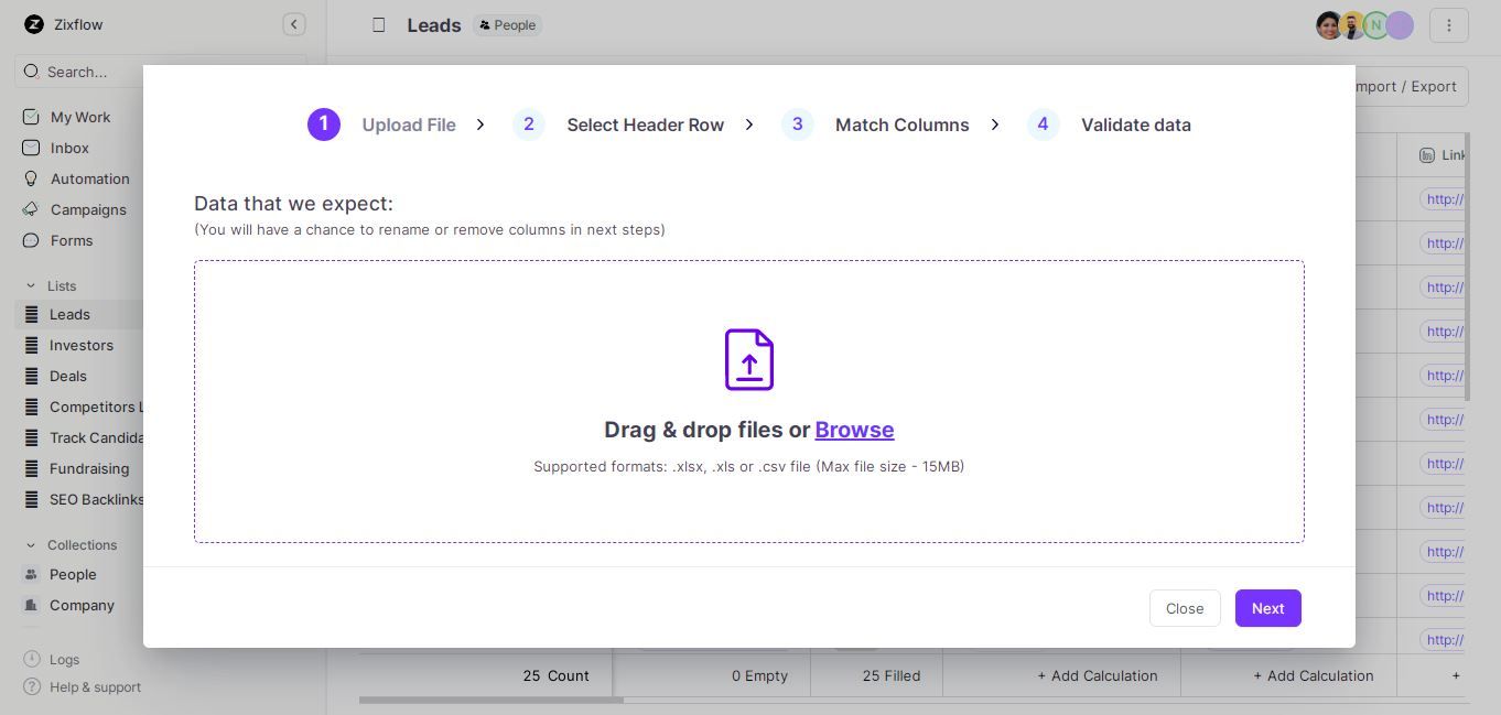 Importing all your real estate data into the dashboard is now easier than ever with Zixflow, one of the top-notch real estate CRM software available.