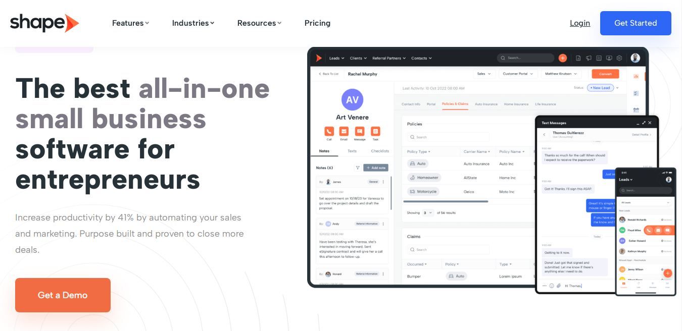 Shape is one of the top real estate CRM solutions that helps you maintain your property deals.