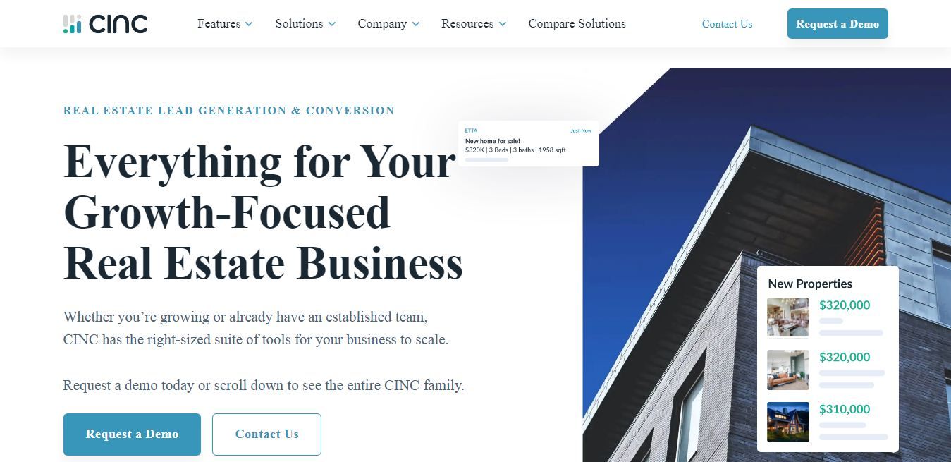 Cinc is one of the best real estate CRM solutions that helps you track your progress and manage transactions.