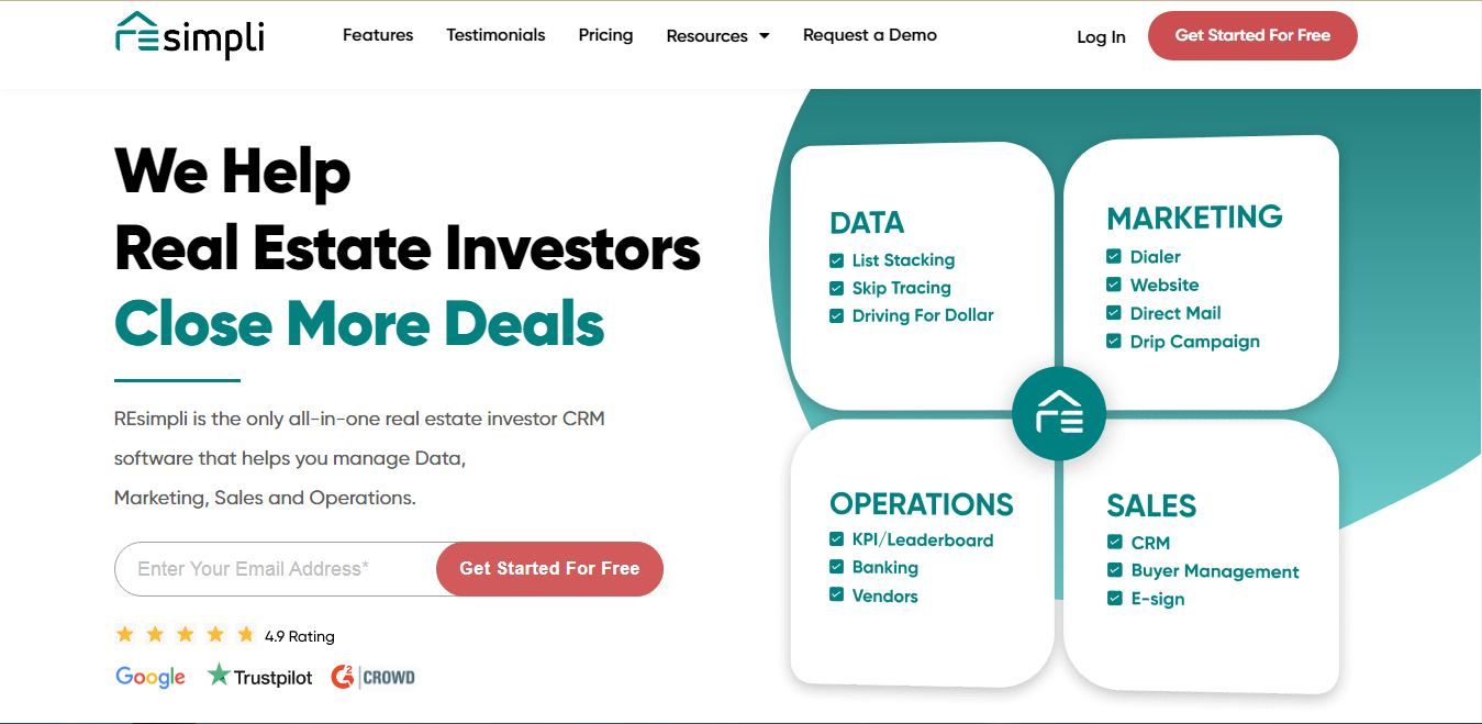 REsimpli CRM is one of the top-notch real estate CRM solutions that allows you to effortlessly manage your contacts and tasks.