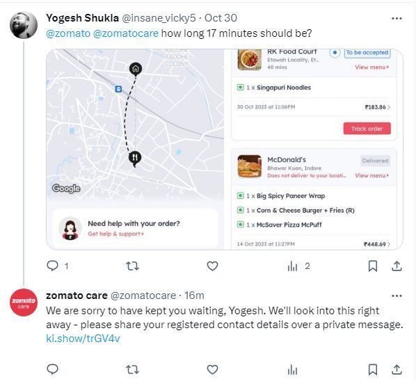 Unlock the secret to exceptional customer service with Zomato’s approach! Let your customers know they are valued and watch your business flourish and customers automatically retained. [Image source - Zomato care]