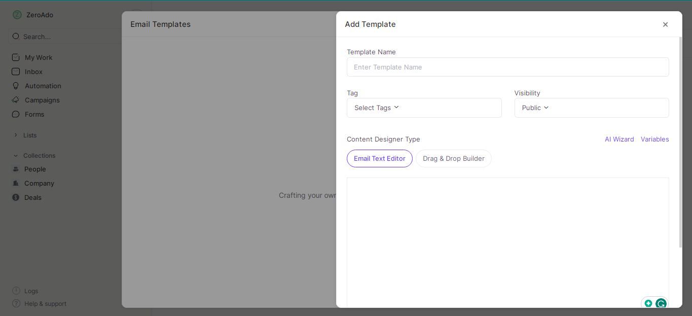 Create engaging emails by using Zixflow’s email template.