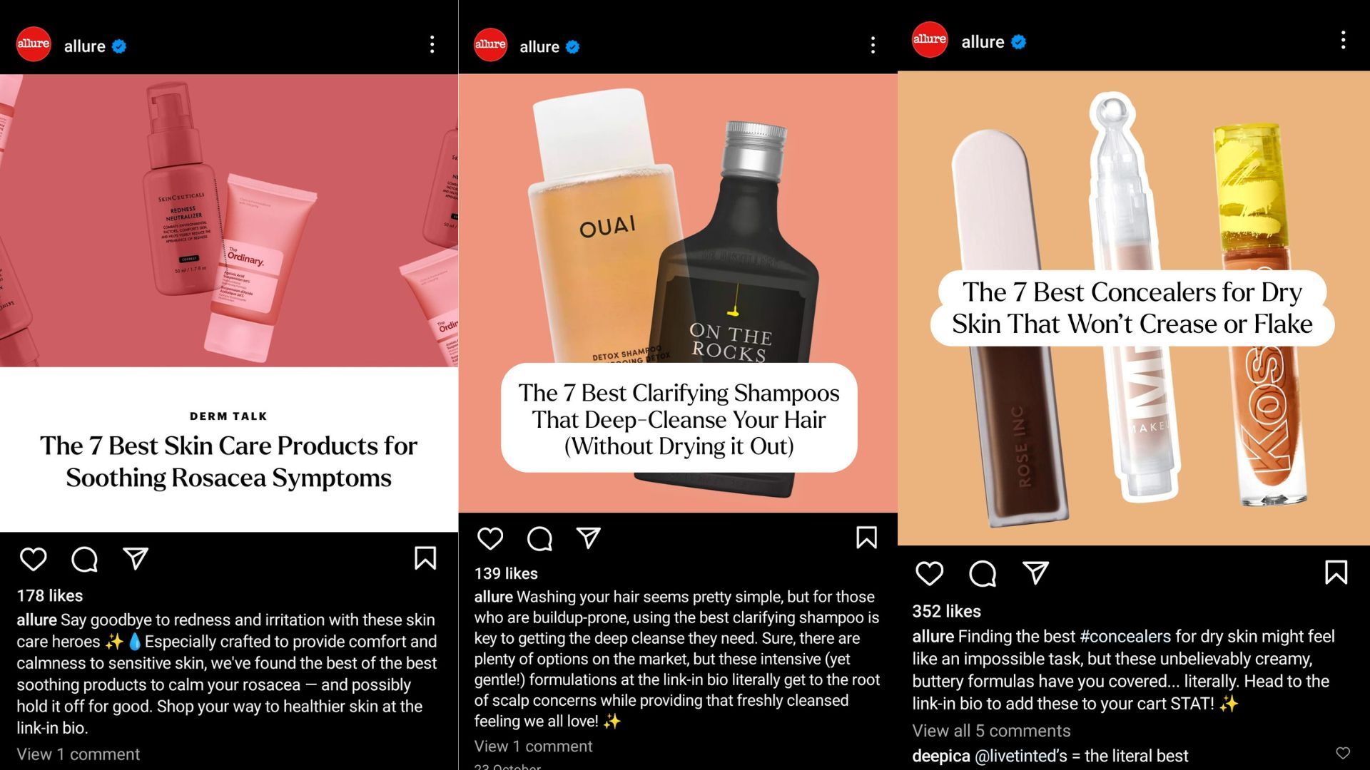 Educate, inform, inspire and retain your customers with relevant content on your social media pages just like Allure.