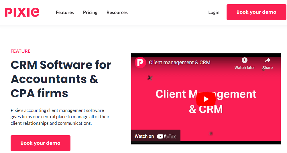 Pixie is a CRM for accountants that easily integrates with your email to stay on top of client communication.