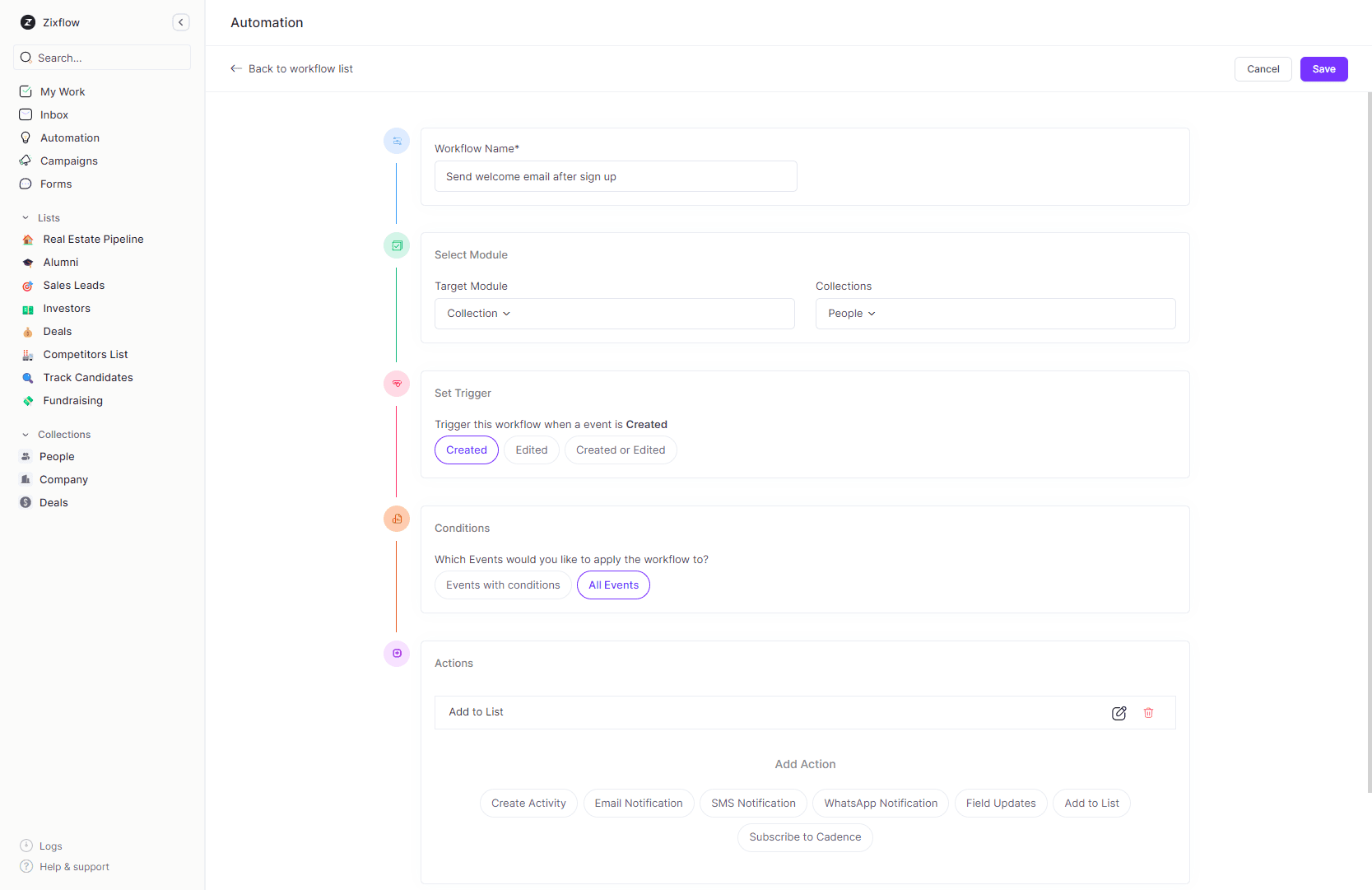 Easily automate your workflow with IFTT triggers by Zixflow, one of the best accounting CRMs that keep your workflow streamlined even when you are not around.