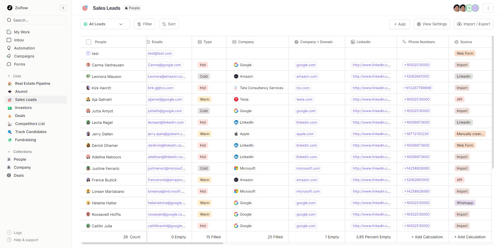 Zixflow’s CRM for accountants lets you easily manage all your leads in one place.