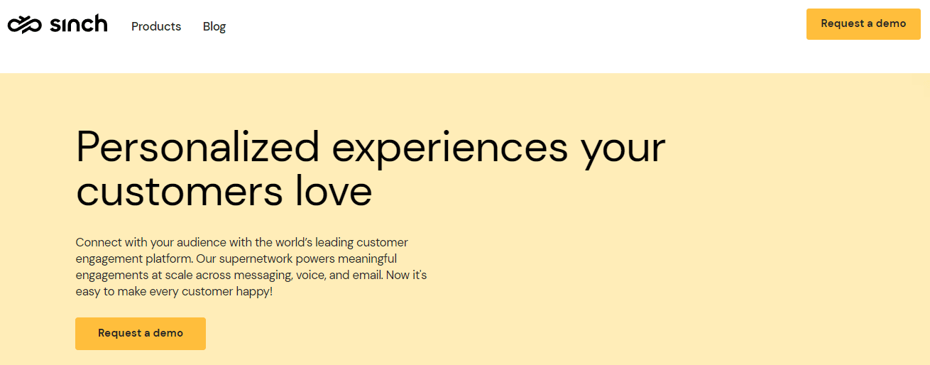 Home page of Sinch, a great alternative to Plivo.