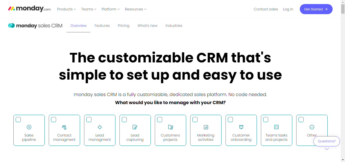 Monday.com, an Attio alternative with project management capabilities.