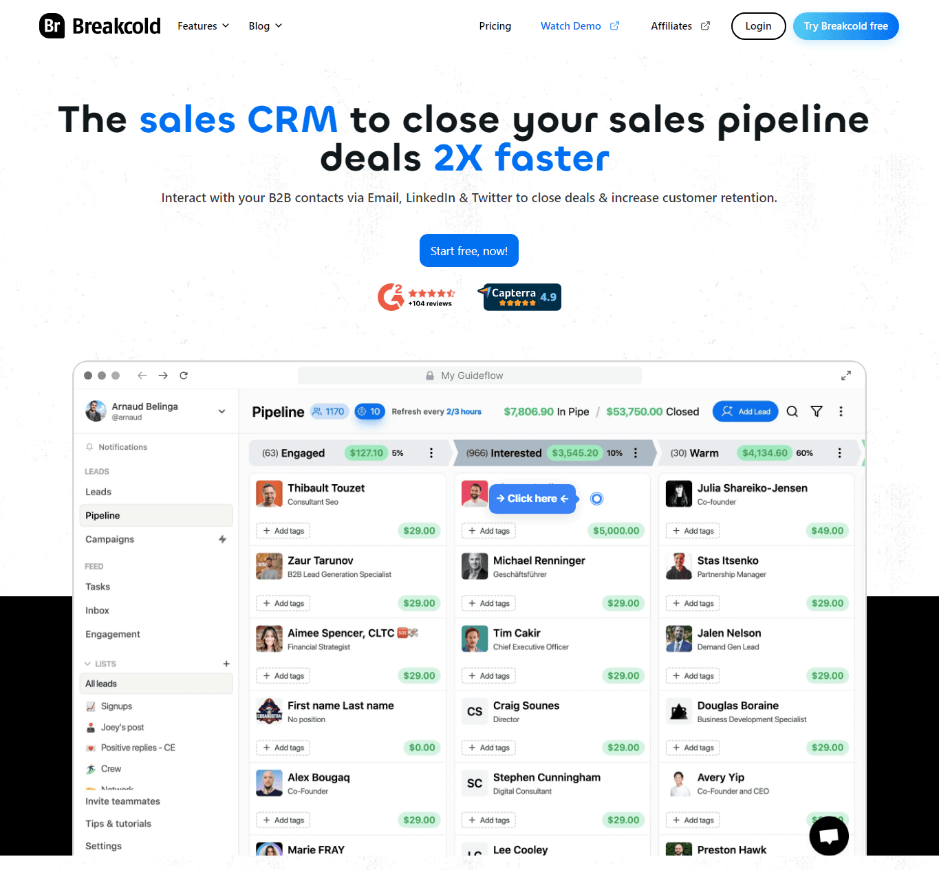 Breakcold, a social CRM and a great Attio alternative.