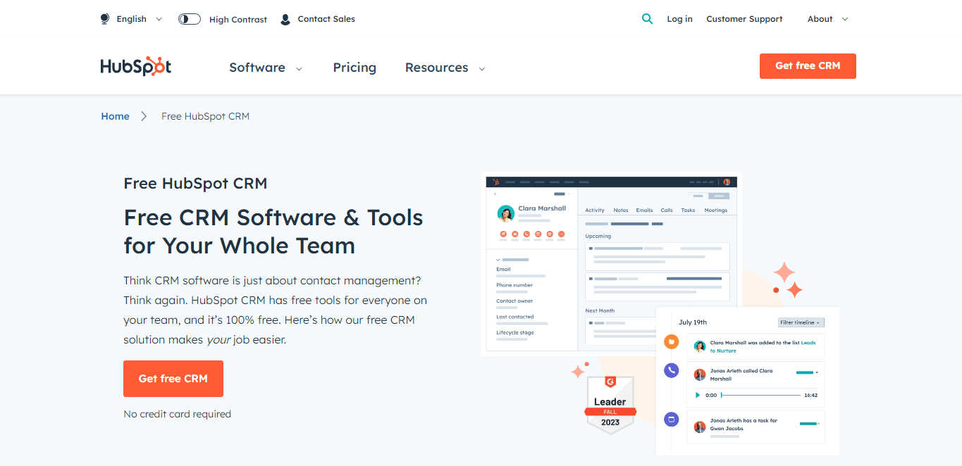 HubSpot, a good Attio alternative.