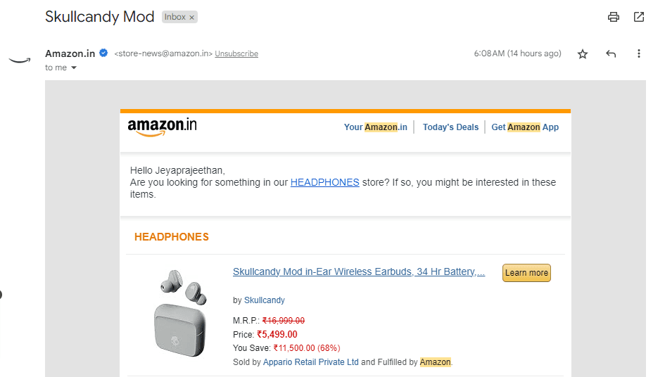 Amazon has a great sales cadence strategy that increases its conversion rates and boosts its revenue. This can be made possible with a sales cadence tool that sends engagement emails at regular intervals.