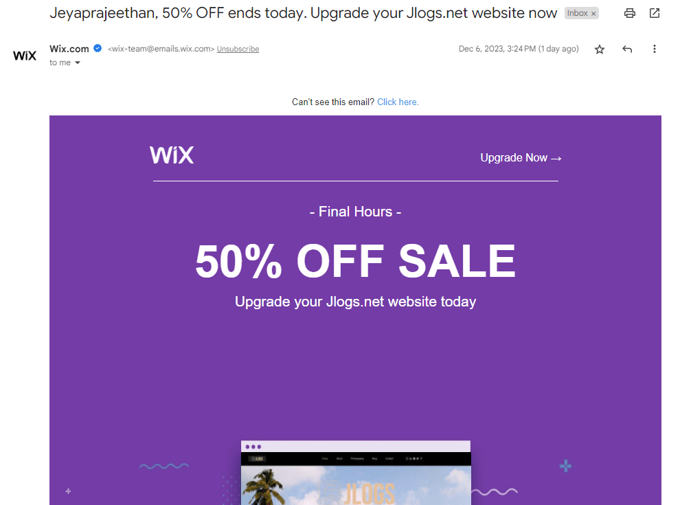 Wix uses a sales cadence tool to send follow-up emails to engage with leads and convert them.