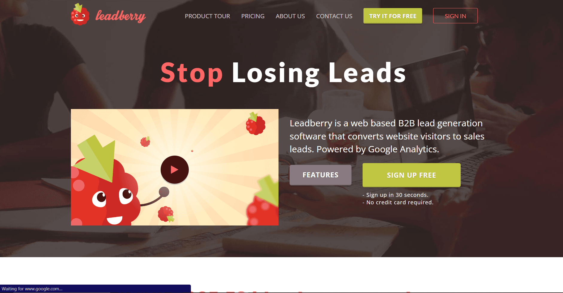 Leadberry - a B2b lead creation tool converting web visitors into sales leads.