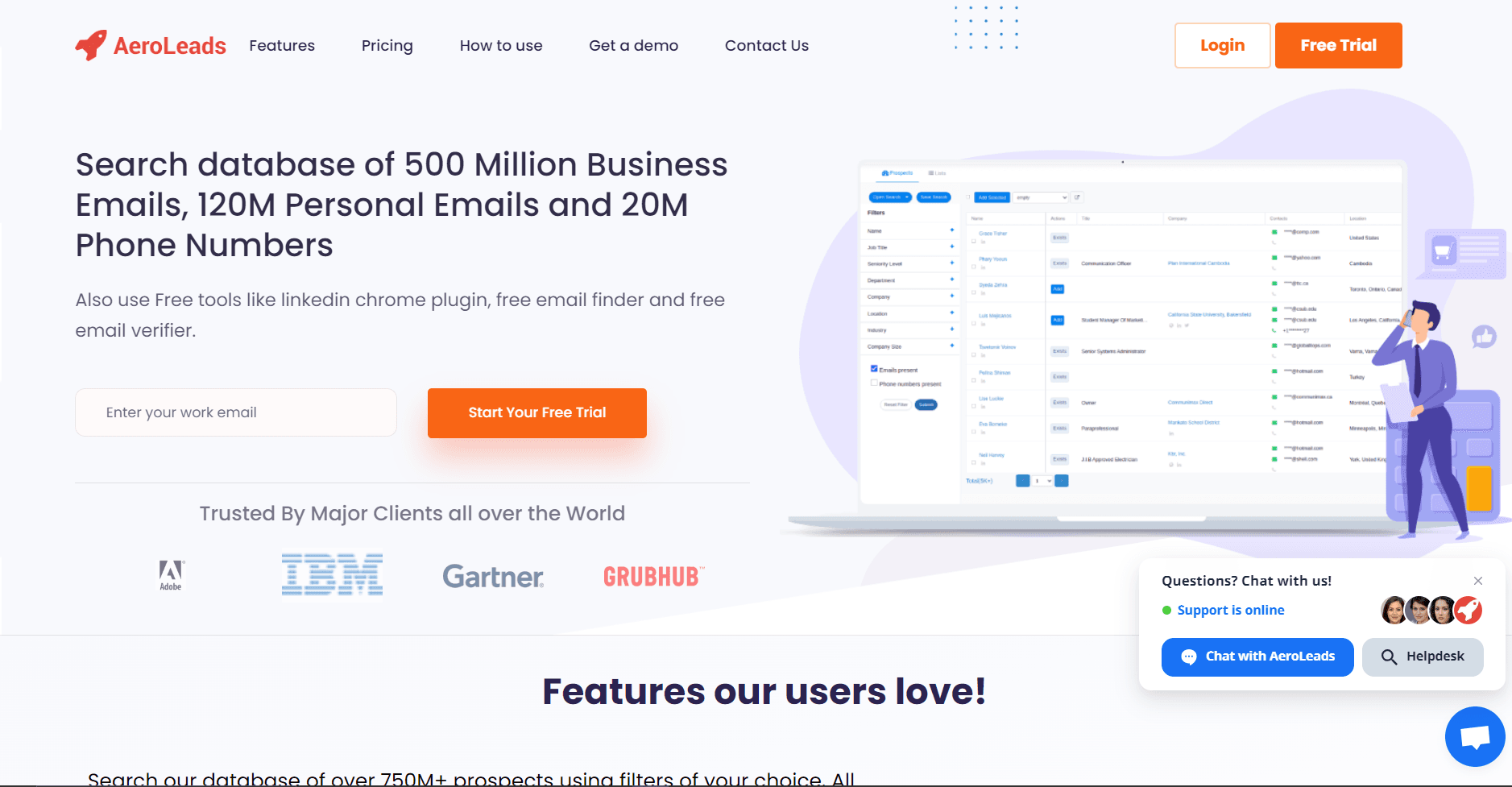 Aeroleads - Find leads with vital contact details.