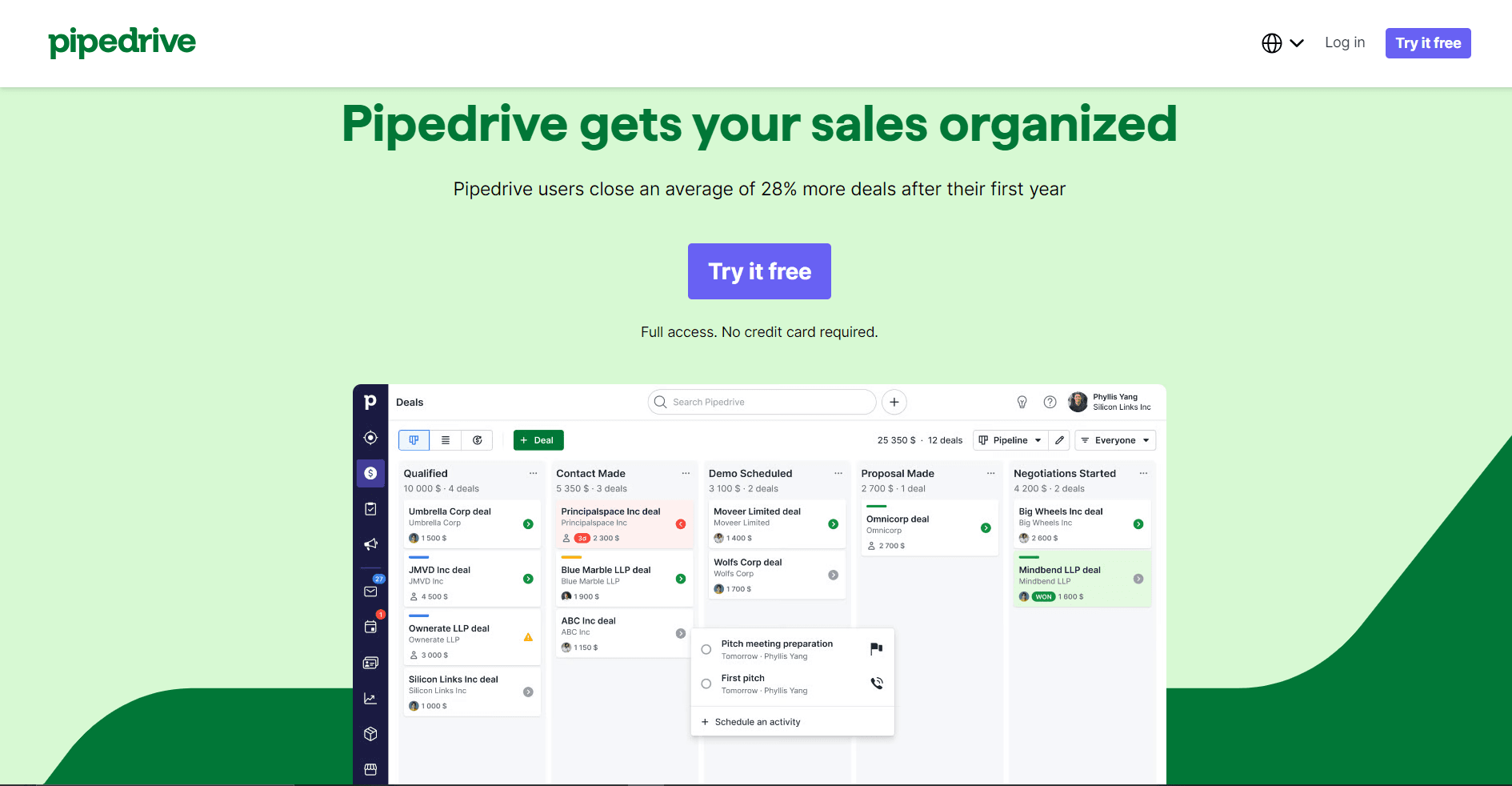 Pipedrive - a leading CRM platform appropriate for the growth of your business.