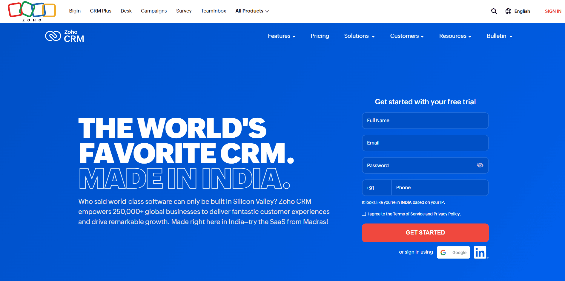 Zoho - create efficient workflows thereby automating sales.