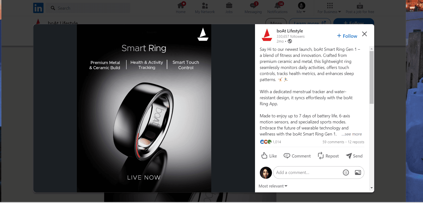 Cross-check if there are any CRM updates as you do in checking Boat’s products (Source: LinkedIn).