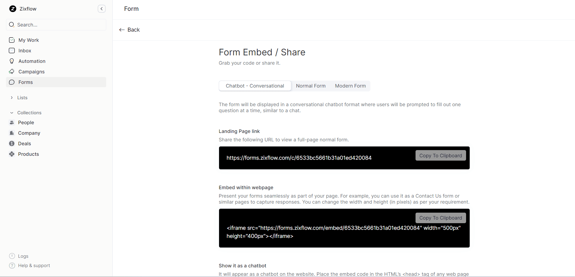 Capture potential leads and also engage them with Zixflow’s form building feature.