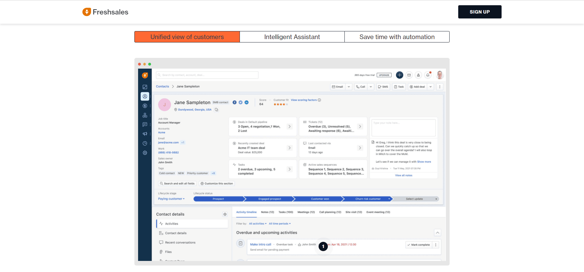 FreshSales’ smart assistant in automation for you.