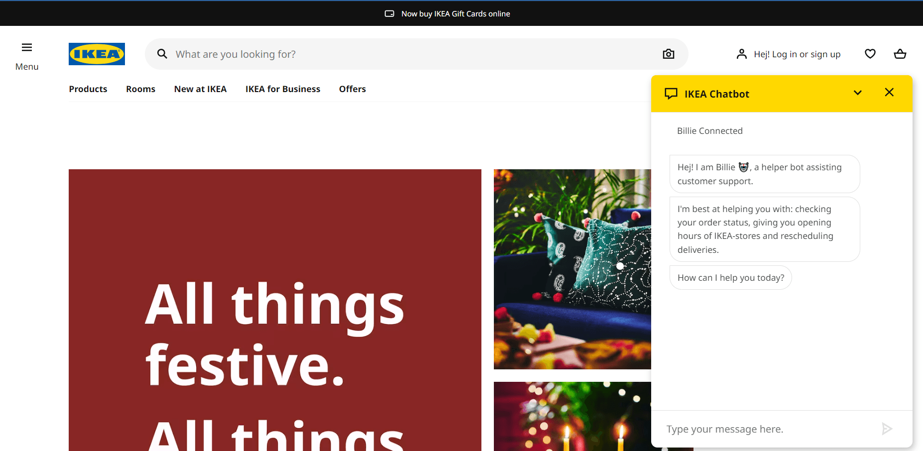Ikea using a chatbot powered by generative AI for sales engagement.