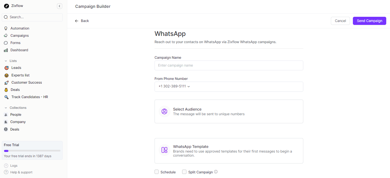 Zixflow provides an easy to use campaign builder without needing coding knowledge.