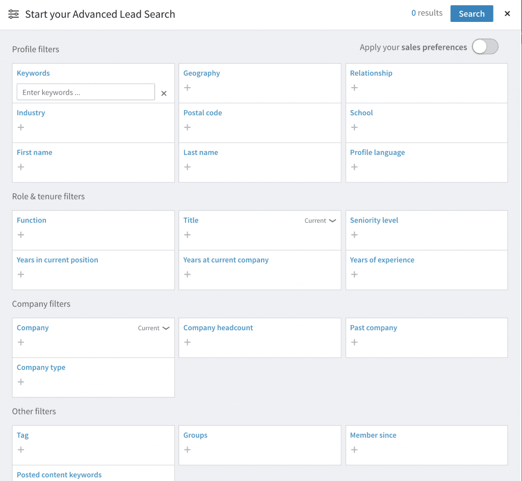 Creating sales preferences can be a great practice for using LinkedIn sales navigator as it saves time, eliminating the need to apply filters every time you search. (Source)