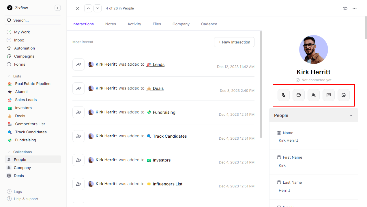 Zixflow is a CRM integration for LinkedIn sales navigator that lets you easily contact our leads on multiple channels after they enter your pipeline.