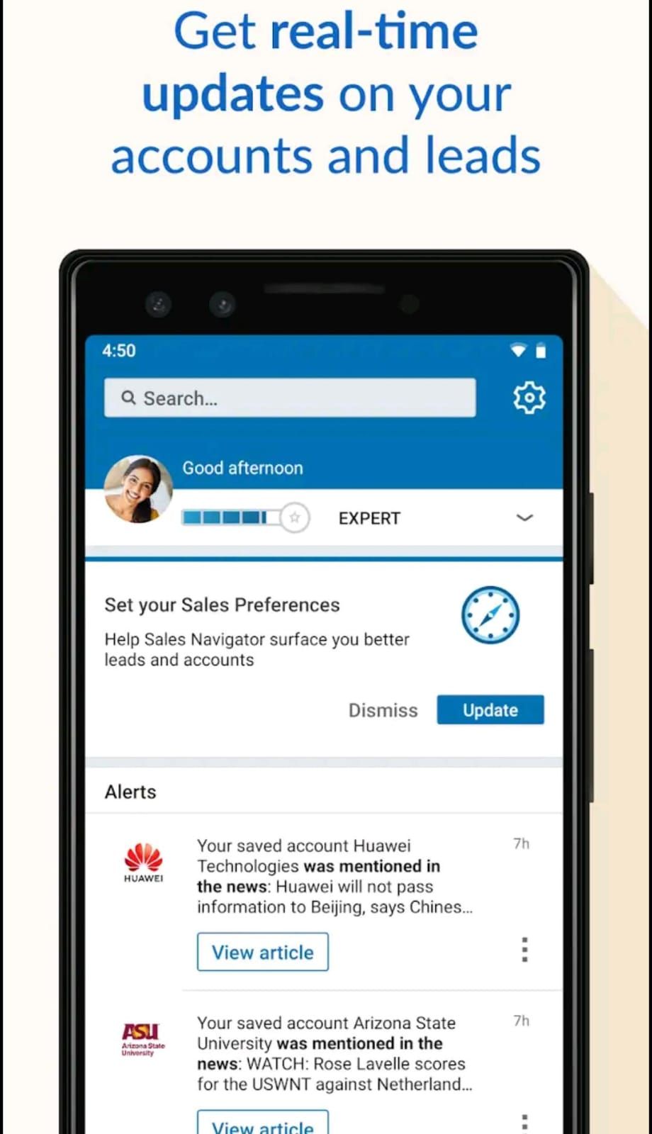 The LinkedIn sales navigator mobile app lets’ you connect with leads immediately when they message you back for effective engagement.[Source]