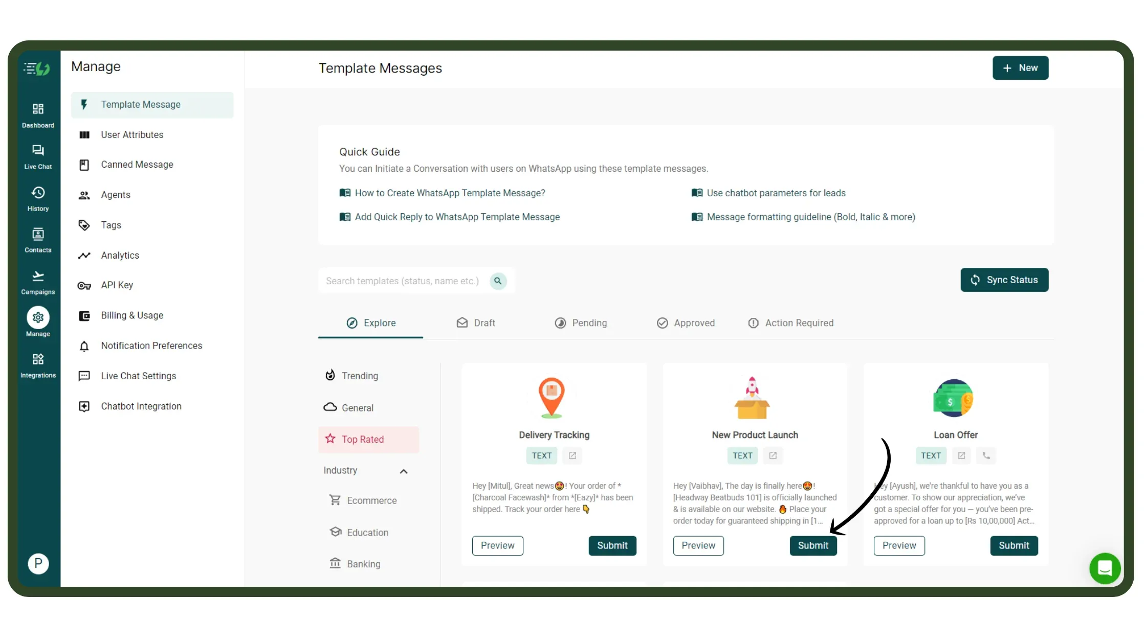 AiSensy’s easy-to-use interface. (Source)