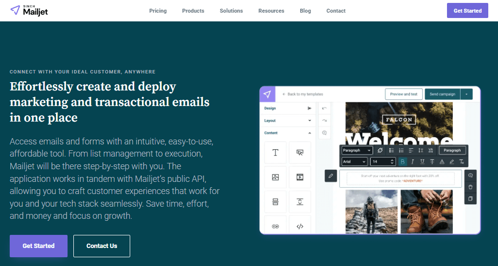 Home page of Mailjet, an all-in-one alternative to Mailchimp.