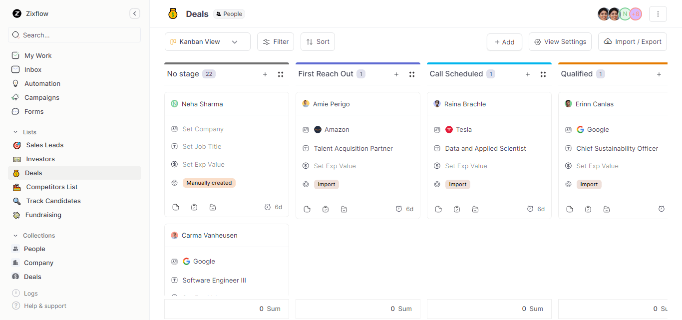 Kanban View in Zixflow to see the progress of your projects.