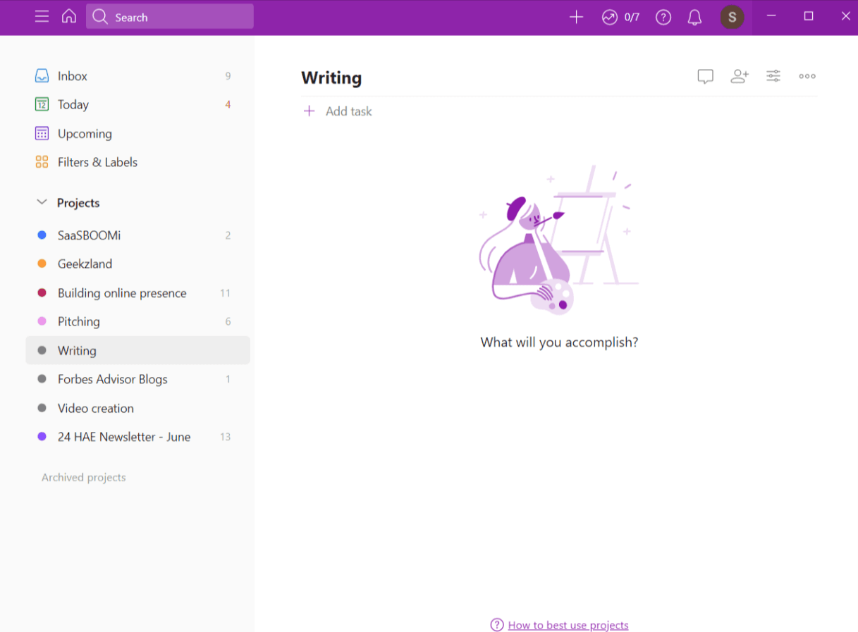 Todoist project management CRM. Source