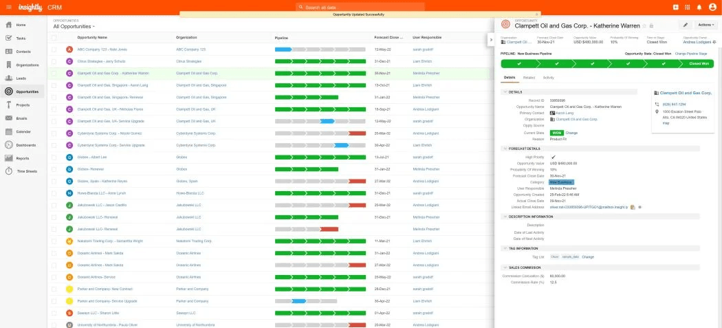 Insightly project management CRM. Source