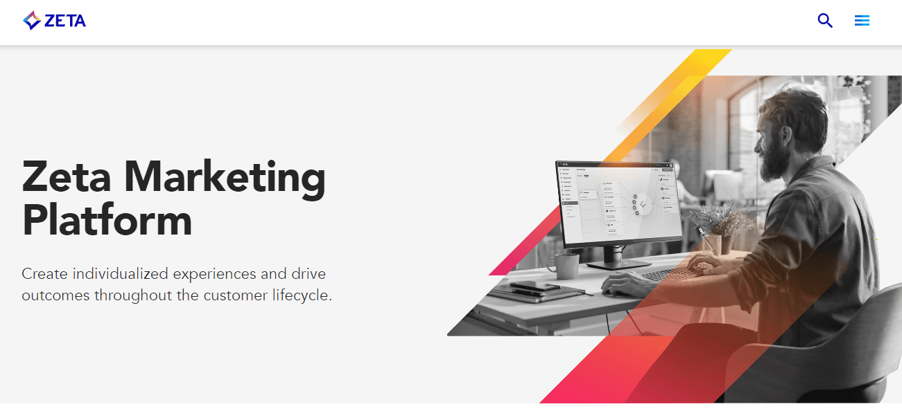 Home page of Zeta Marketing Platform, a great alternative to ActiveCampaign.