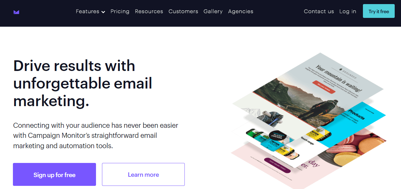 Home page of Campaign Monitor, the best alternative to ActiveCampaign.