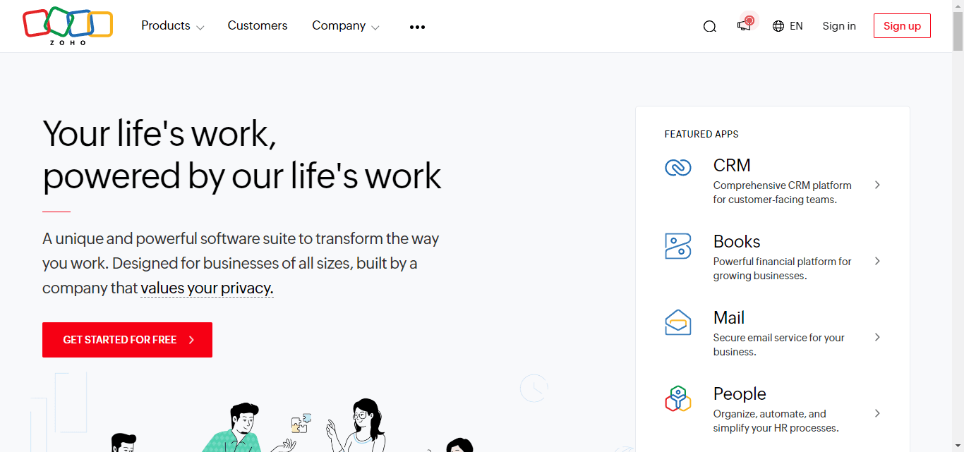 Zoho, a sales automation platform.
